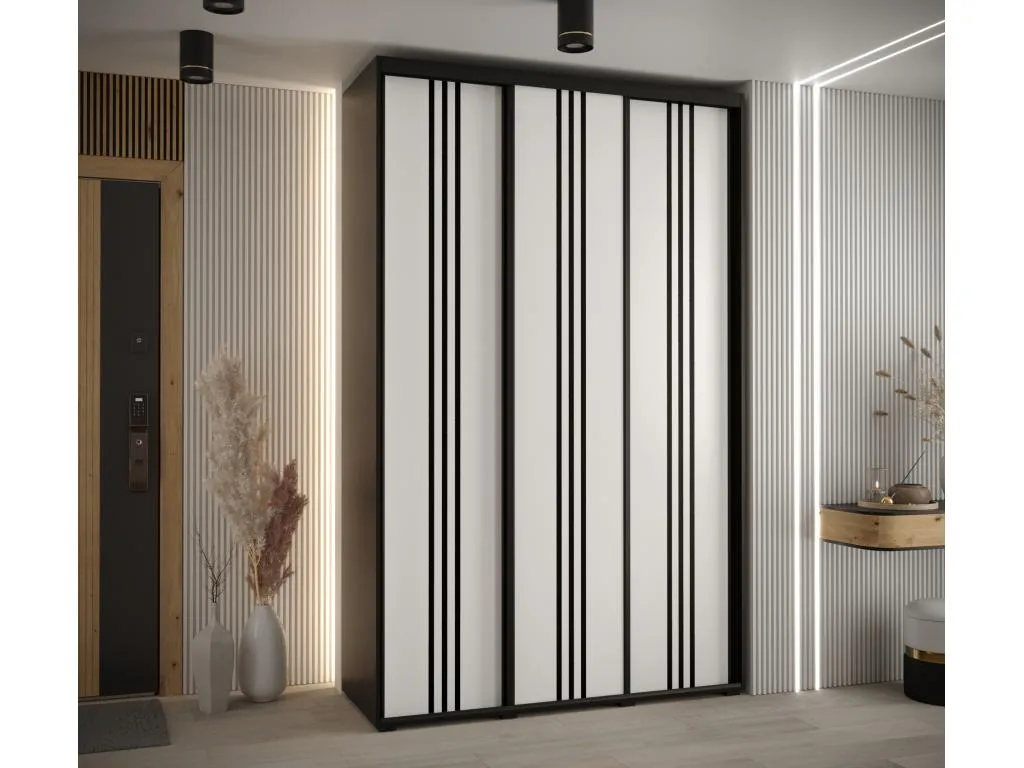 ARMARIO Boverdeco 6 DE PUERTAS CORREDERAS 235.2/150/60 3 puertas (Negro/Blanco/Negro)
