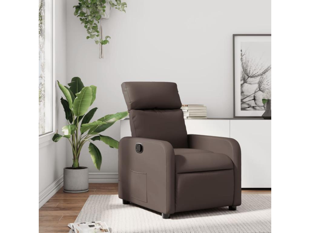 Sillón reclinable de cuero sintético marrón