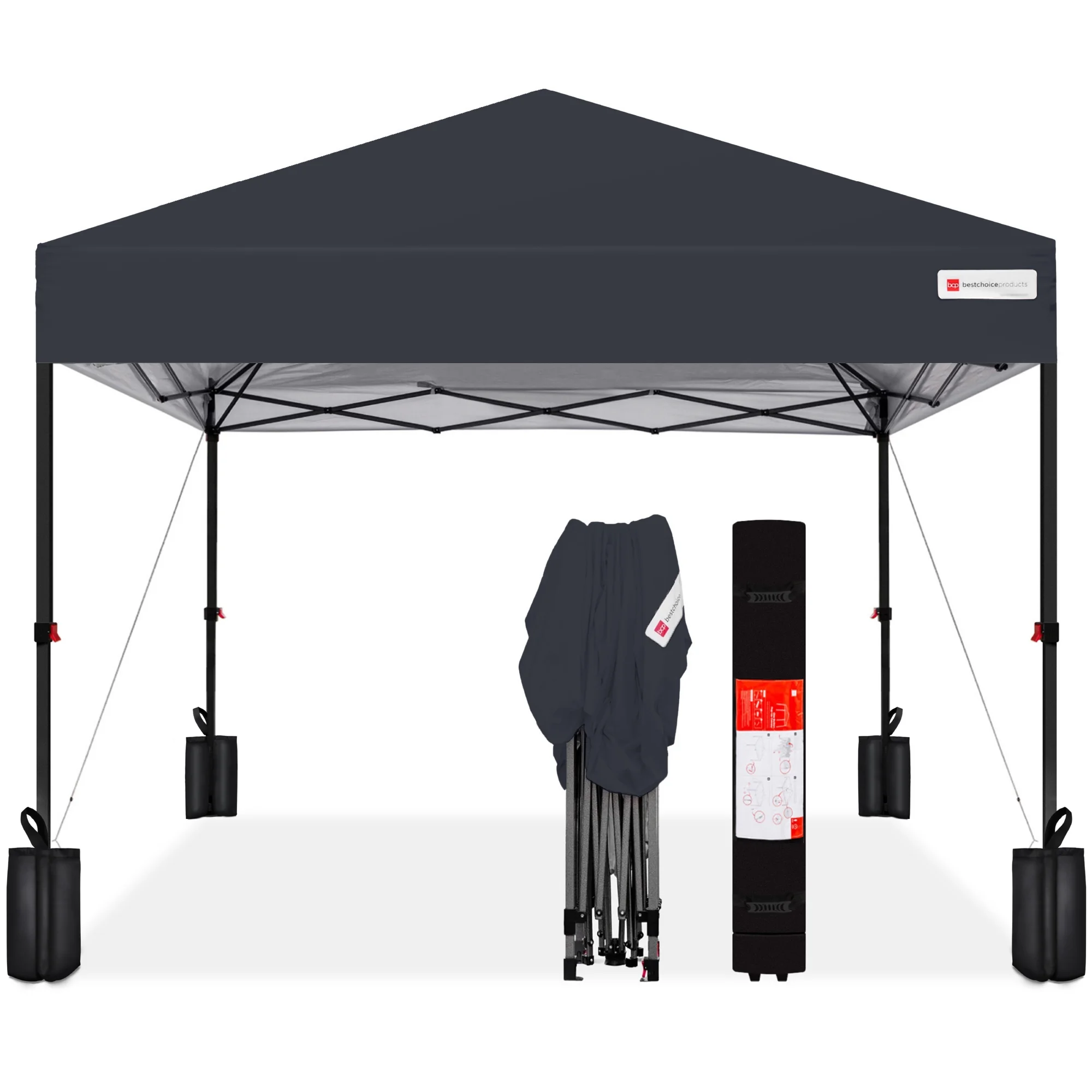 Best Choice Products 12x12ft Easy Setup Pop Up Canopy w/ 1-Button Setup, Wheeled Case, 4 Weight Bags - Navy Blue - Image 174