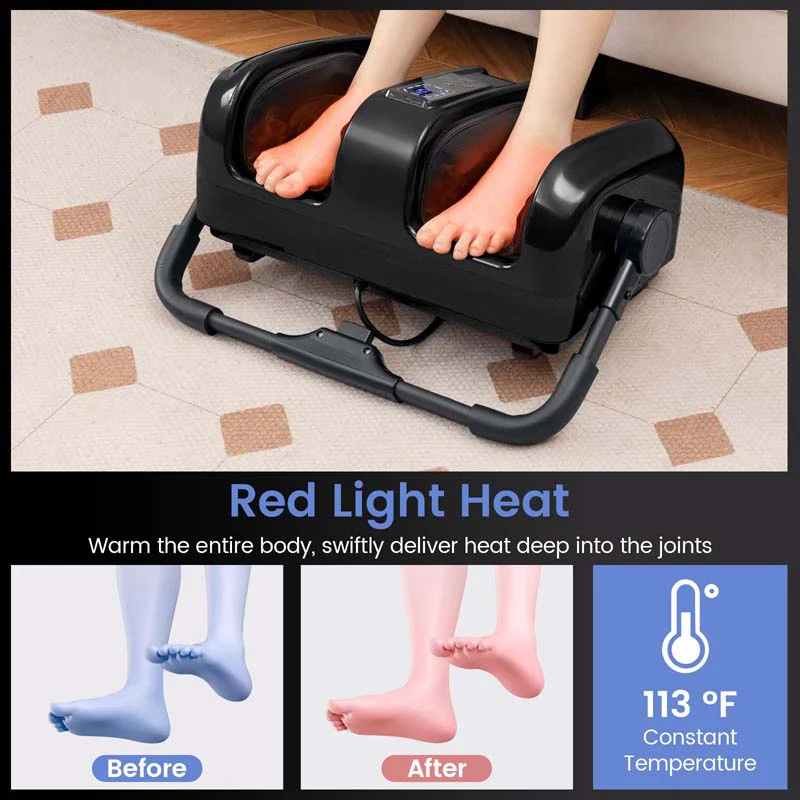 Eletriclife Foot and Calf Massager with Heat Shiatsu Deep Kneading Rolling Smart Electric Leg Massager