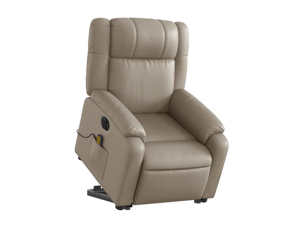 Sillón reclinable de masaje eléctrico cuero sintético capuchino