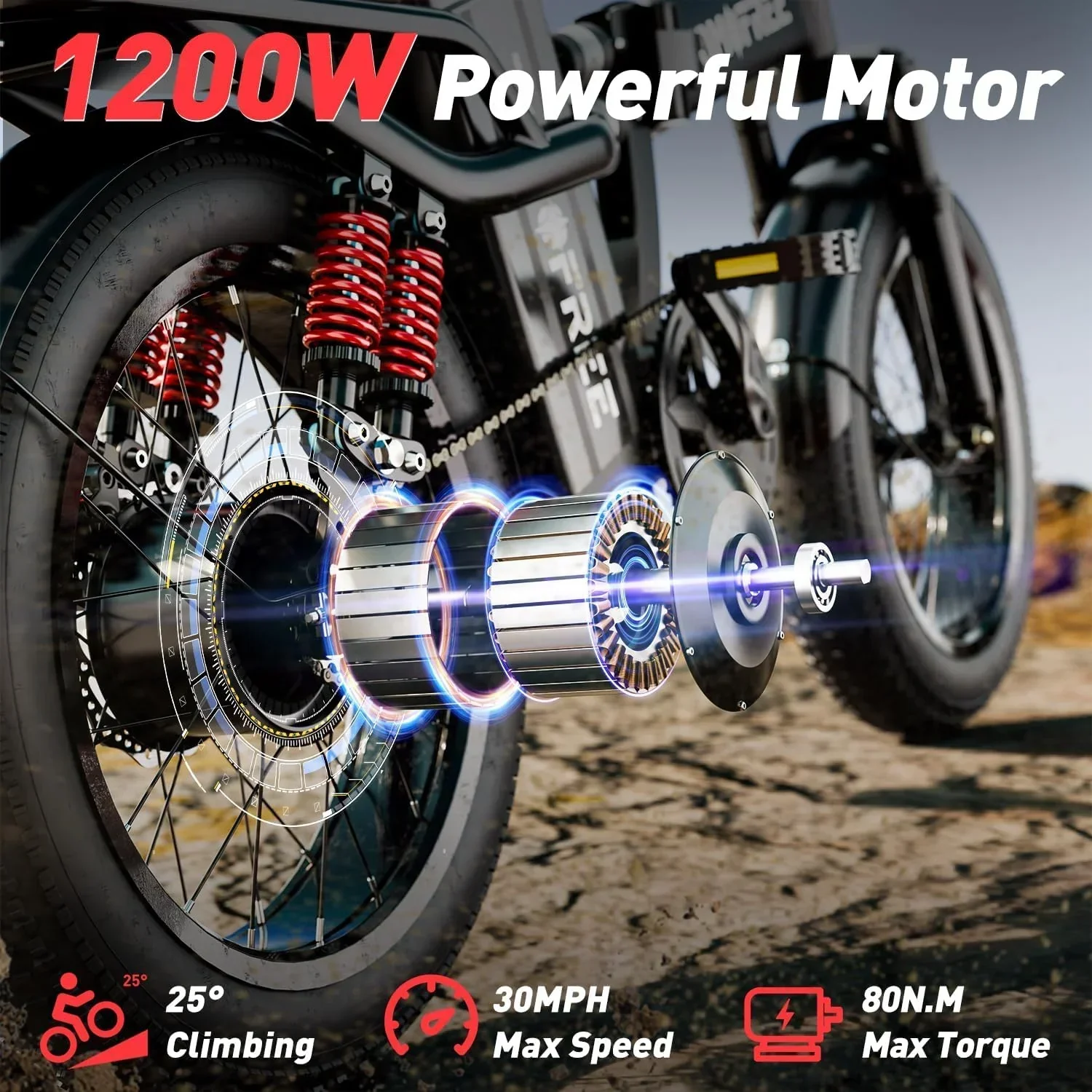 Tomofree Folding Electric Bike For Adults, 1200W, 48V 20Ah, 16 x 3in Tire, 330lbs, Black - T1 - Image 7 Tomofree Folding Electric Bike For Adults, 1200W, 48V 20Ah, 16 x 3in Tire, 330lbs, Black - T1 - Image 7