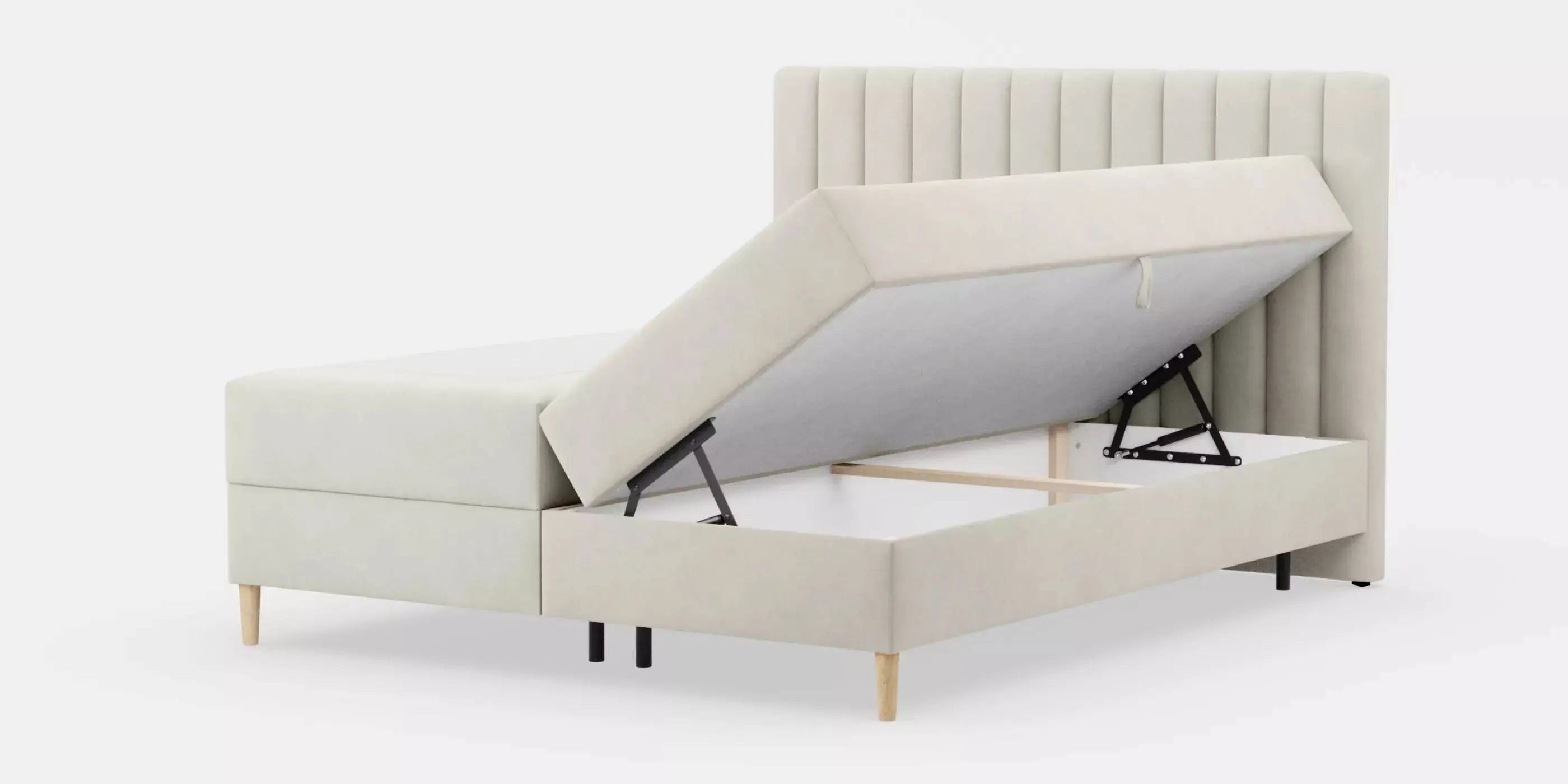 by fonQ Pazara Boxspring met Opbergruimte 160 x 200 cm - Crème / Natur