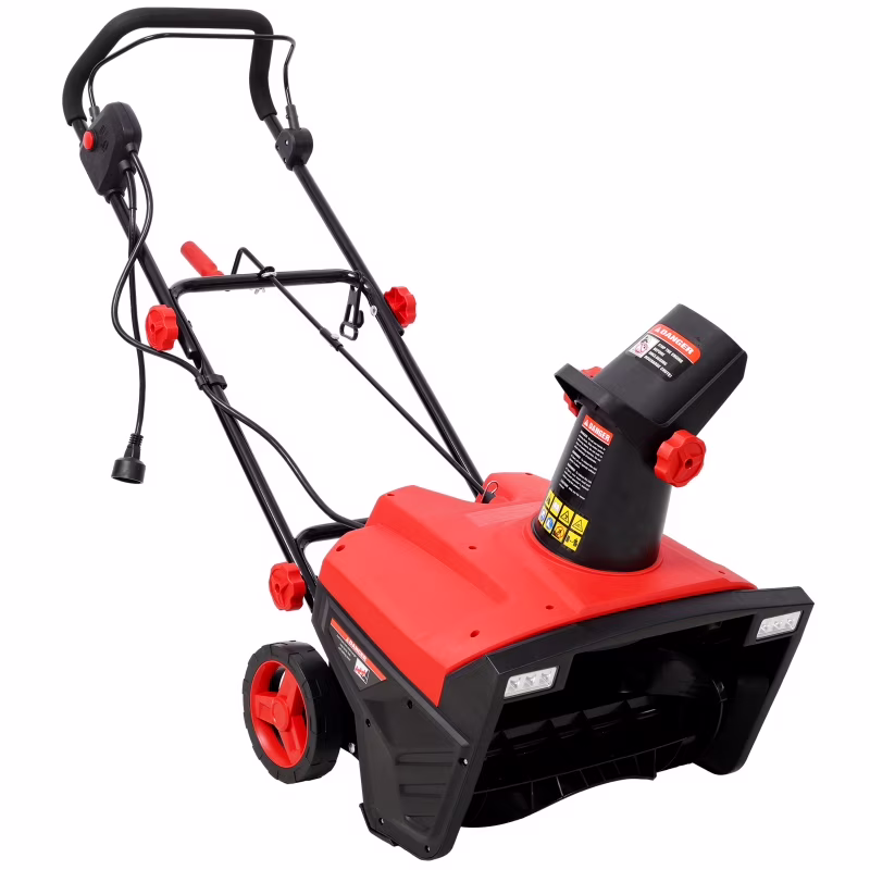 20 in Corded Electric Snow Thrower with LED, 120V/60HZ, 15 Amp Motor, 30FT Throwing Distance(Black+Blue + Plastic)