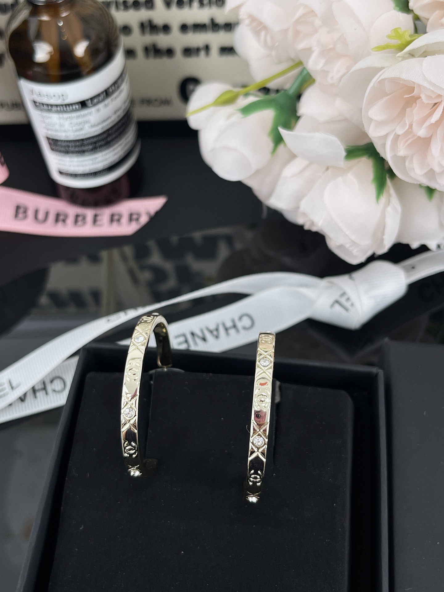Chanel Light Gold Large Hoop CC Earrings - Original Replica Club