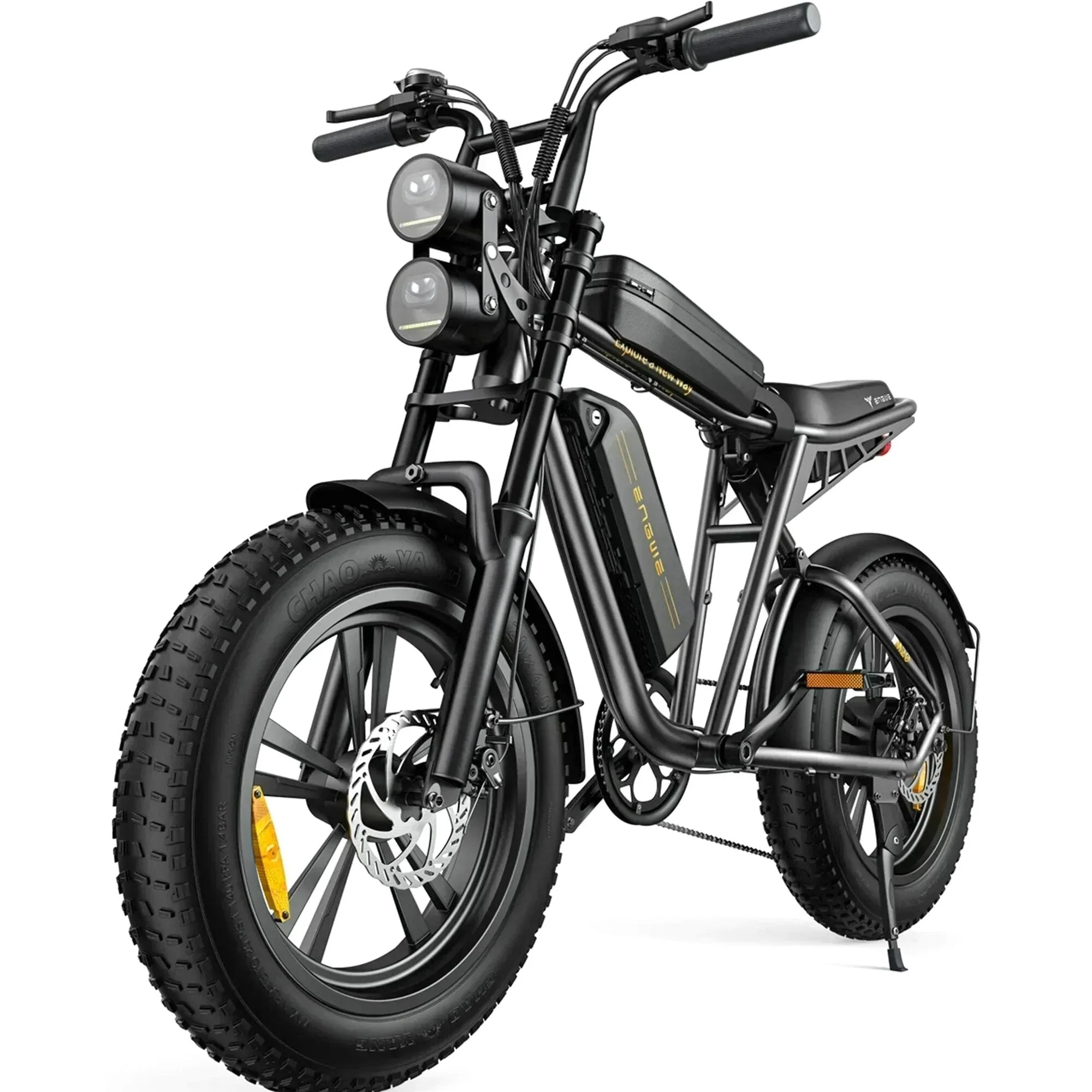 ENGWE Adult Electric Bike, Retro Style, 1000W, 28 Mph, 94 Miles, 20 x 4.0 Inch Fat Tires, Full Suspension - M20