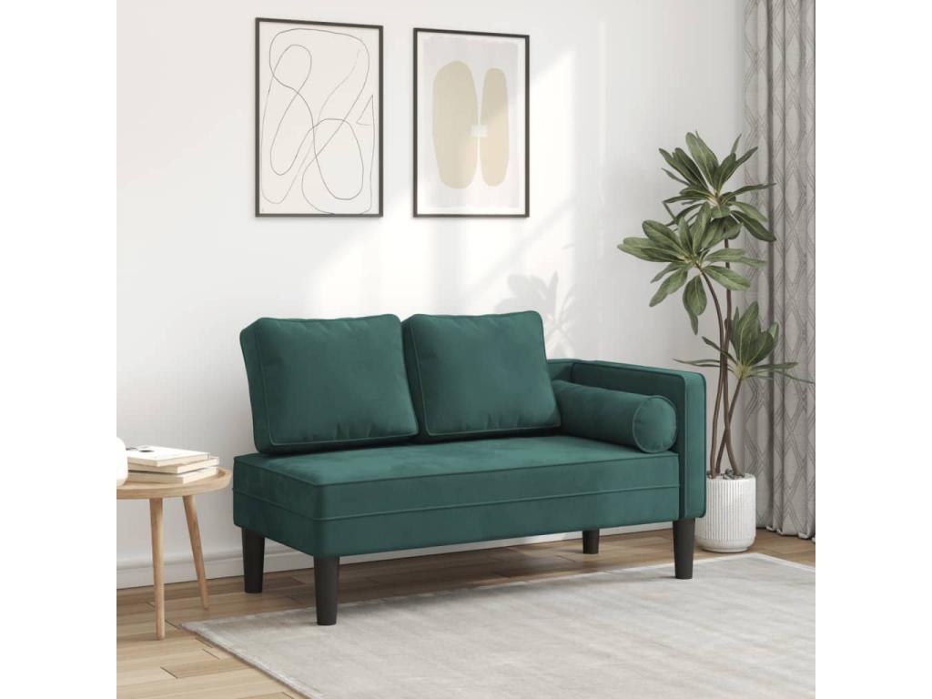 Sillón con cojines de terciopelo verde oscuro