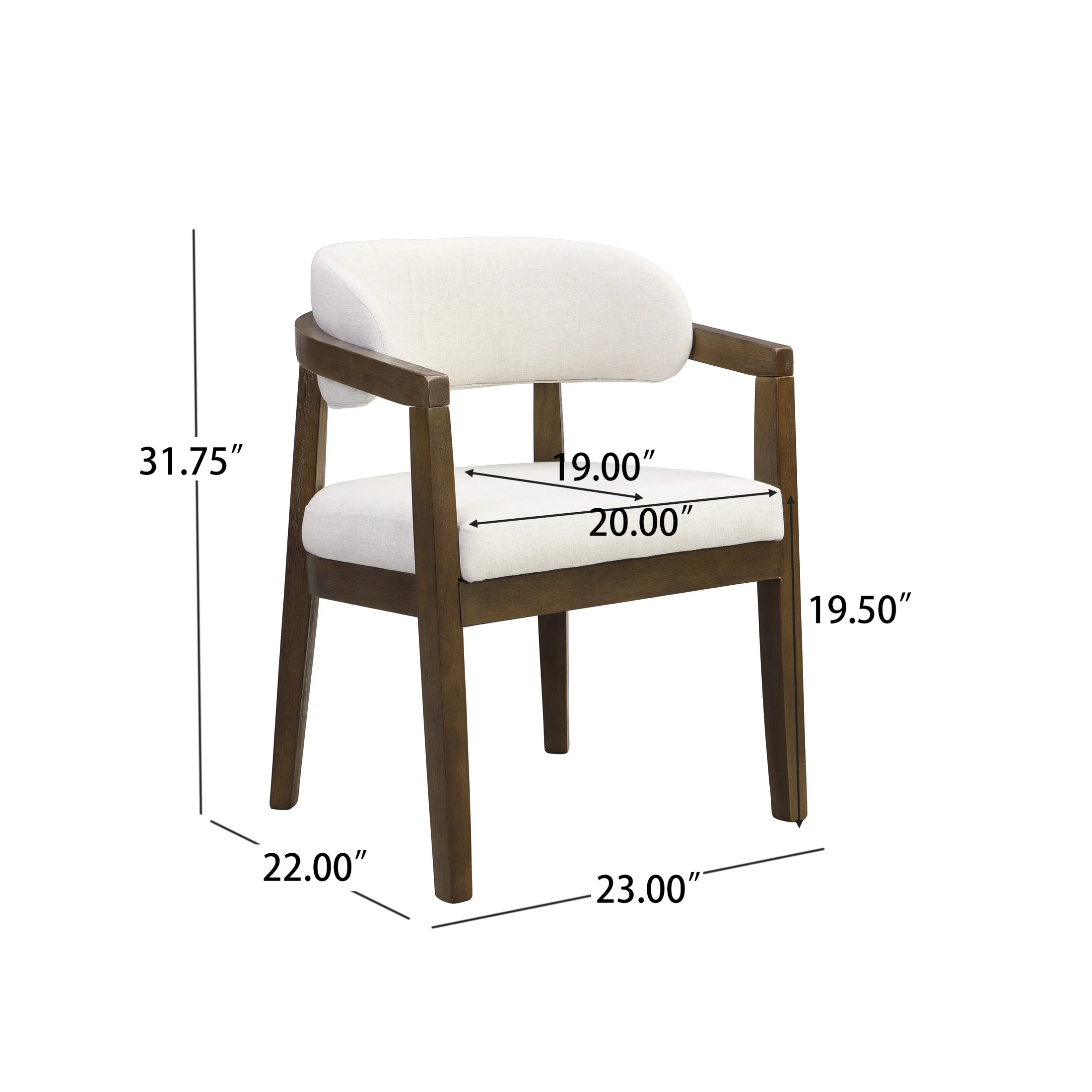 Christopher Knight Home 7-Piece Dining Set with 95" Wood Table, Curved Back Upholstered Armchairs, Walnut & Beige - Image 9