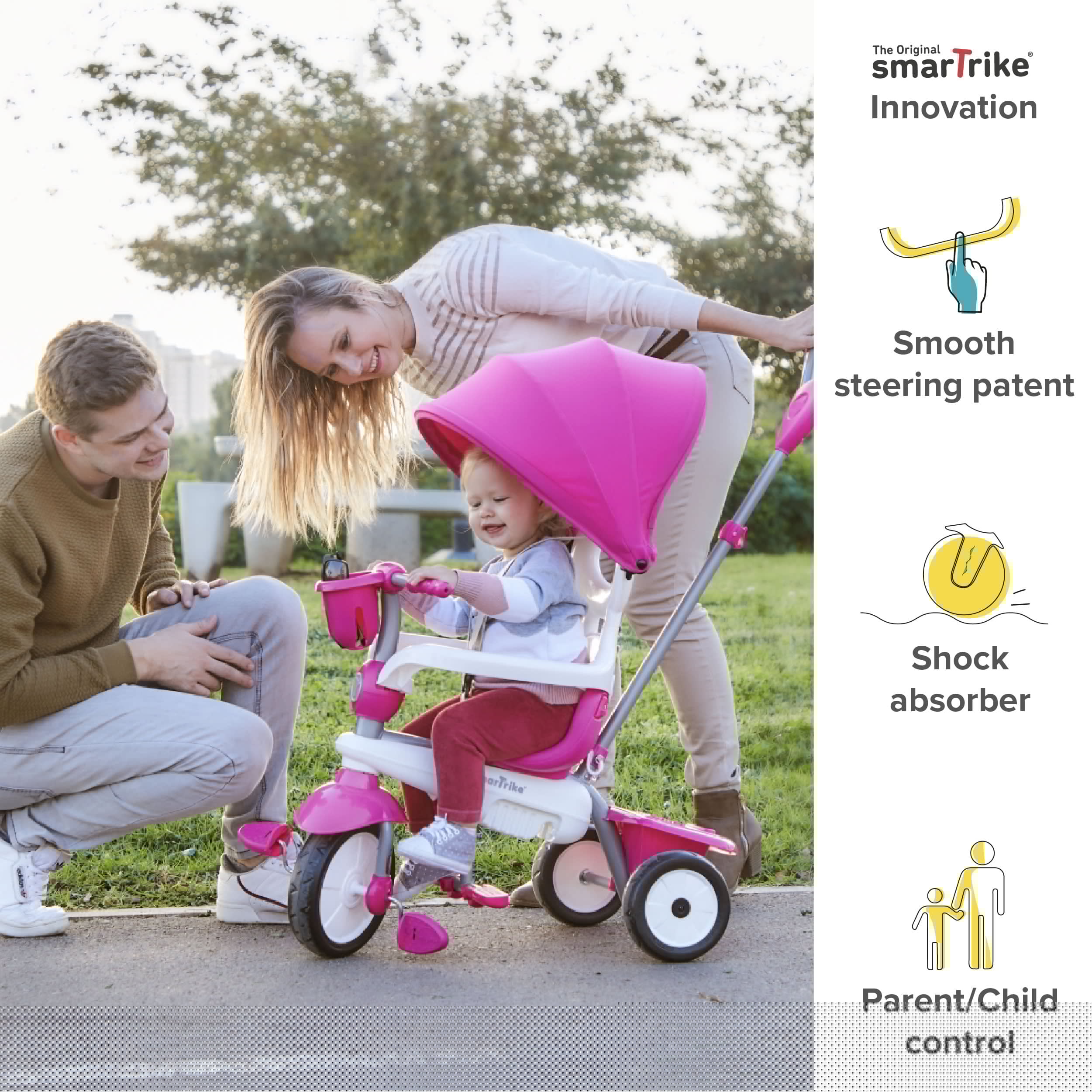 smarTrike Breeze Plus. 4-in-1 Toddler Tricycle 15M+ - Pink - Image 4