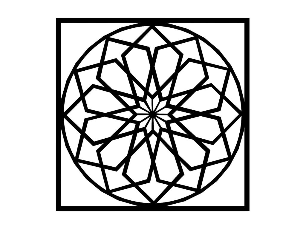 Decoración de Metal Flor 4, Negro, 50x3x50 cm, Mubdelu