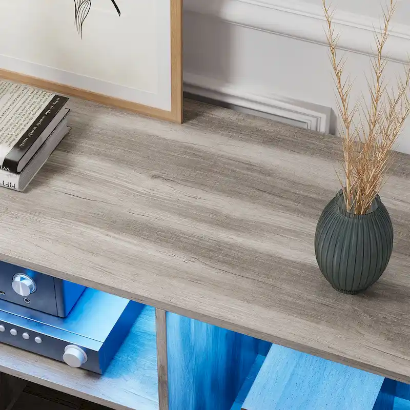 Modern Modular TV Stand with LED Lighting & Open Storage