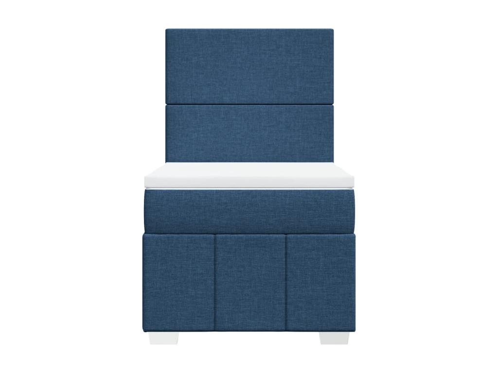 Cama box spring con colchón tela azul 90x190 cm