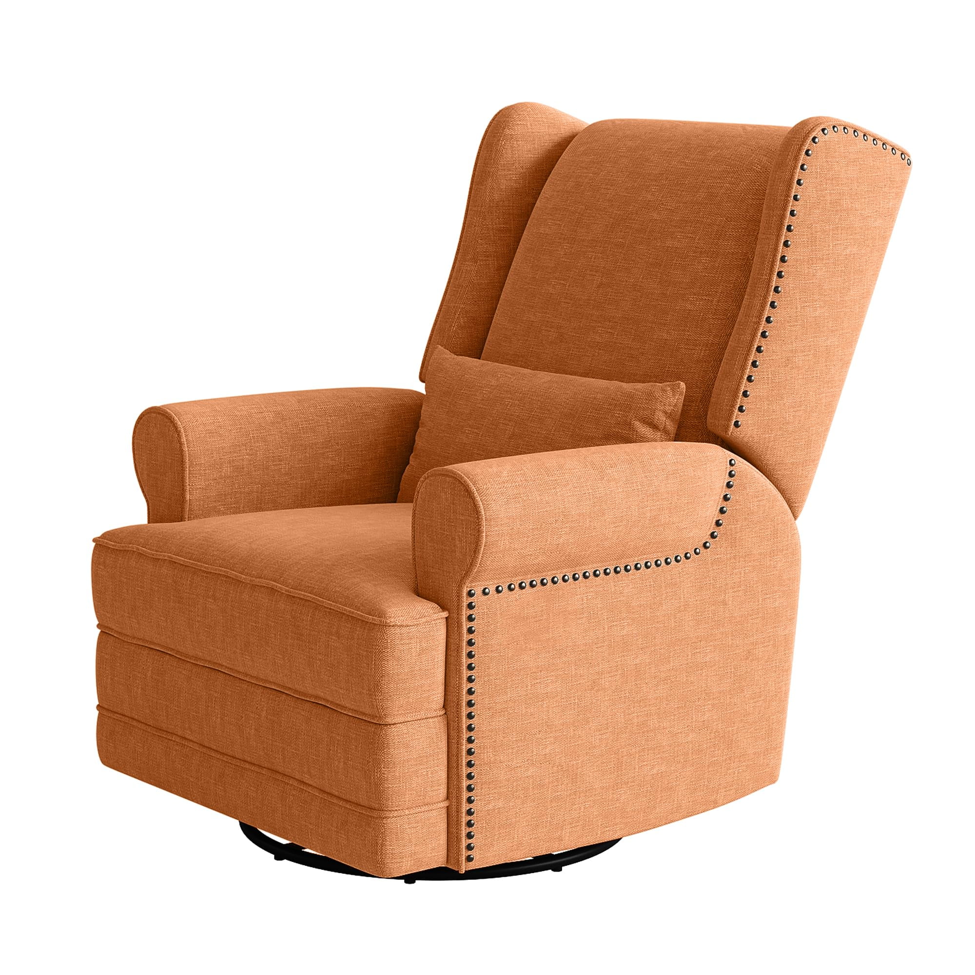 Royalcraft Swivel Nursery Glider Recliner, Comfy Upholstered Glider Chair with Lumbar Pillow and Footrest, Beige - Image 25
