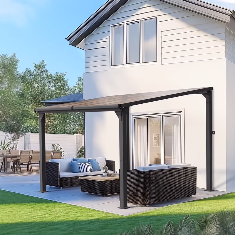 10 Ft.10 Ft. Hardtop Outdoor Gazebo Pergola Aluminum Framed with Sloping Pitched Roof for Garden, Patio(10' x 10')
