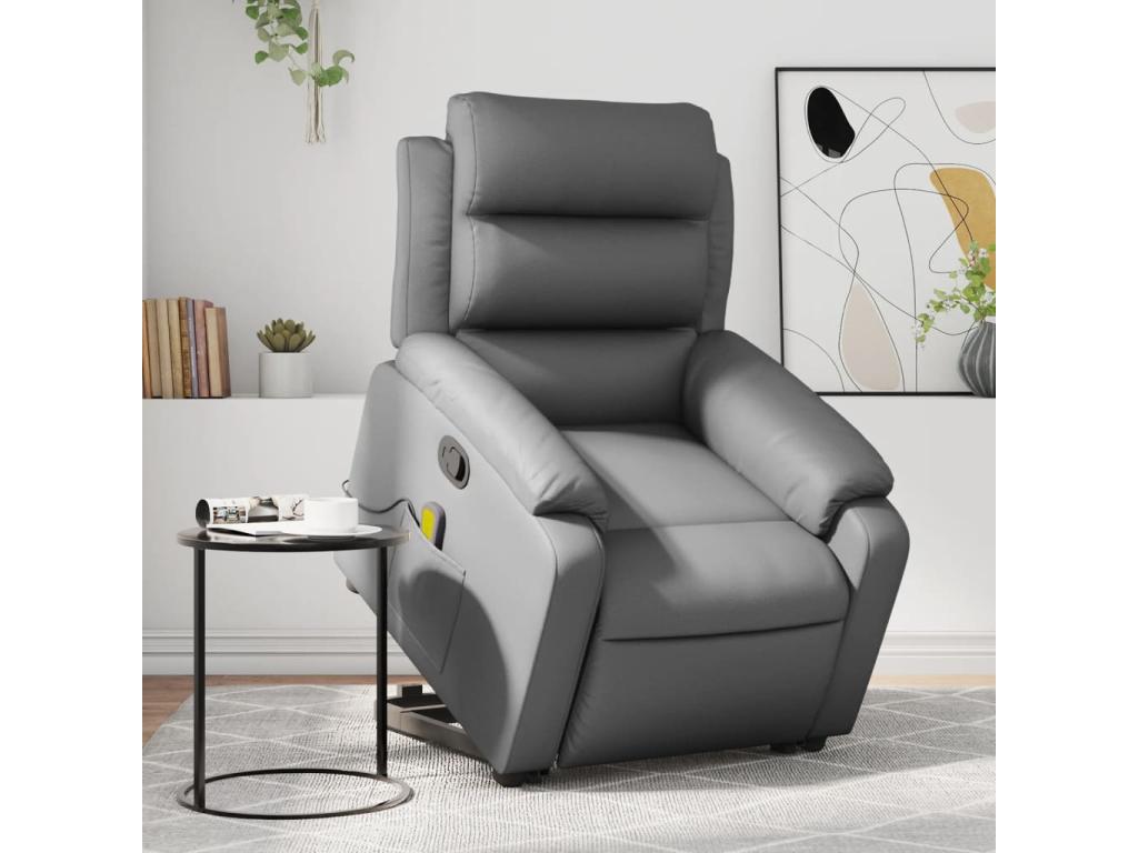 vidaXLSillón reclinable de masaje de pie cuero artificial gris