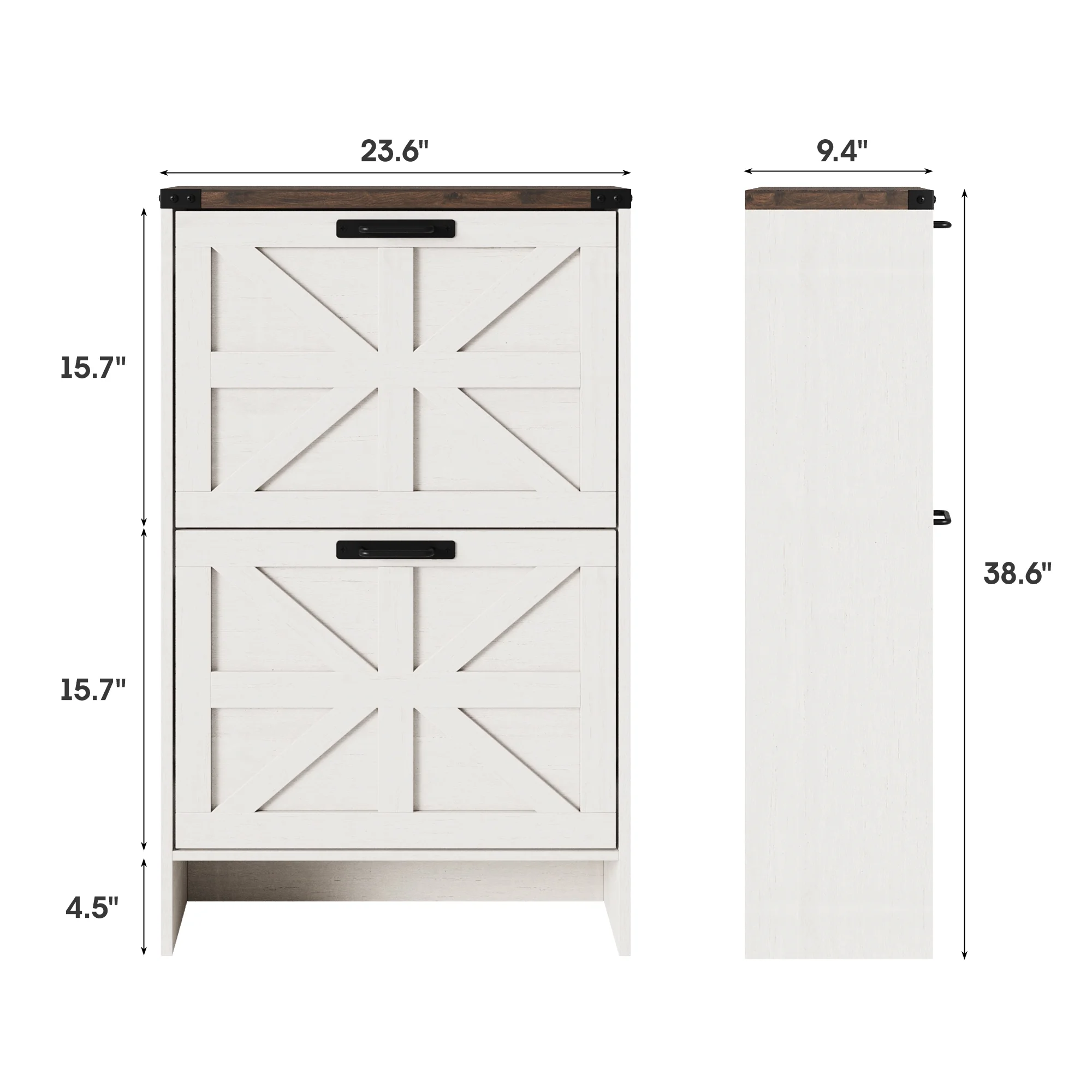VEANERWOOD Shoes Storage Cabinet With Doors, Farmhouse Shoe Cabinet With 2 Flip Drawers For Entryway,Gray - Image 2