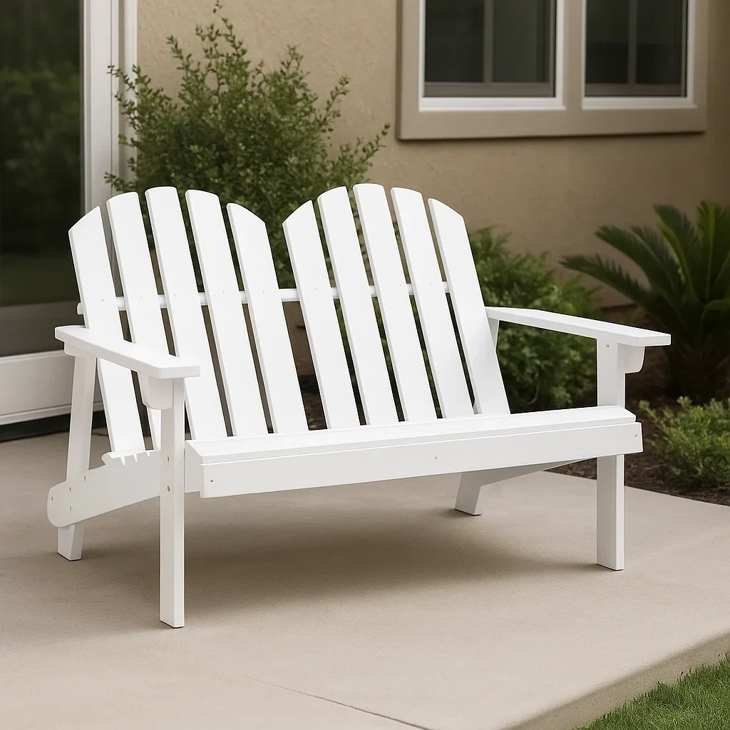 Silla Adirondack,color blanco,madera,para jardín,129x51x56 cm