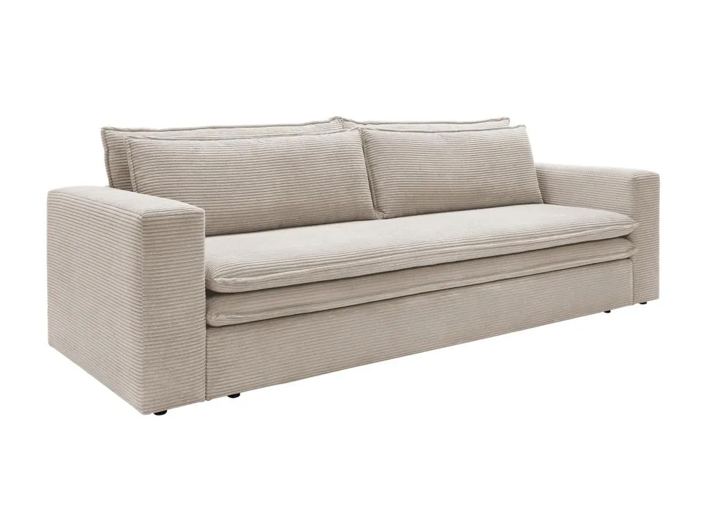 Sofá cama de 3 plazas de terciopelo acanalado color crema Jmmhogar