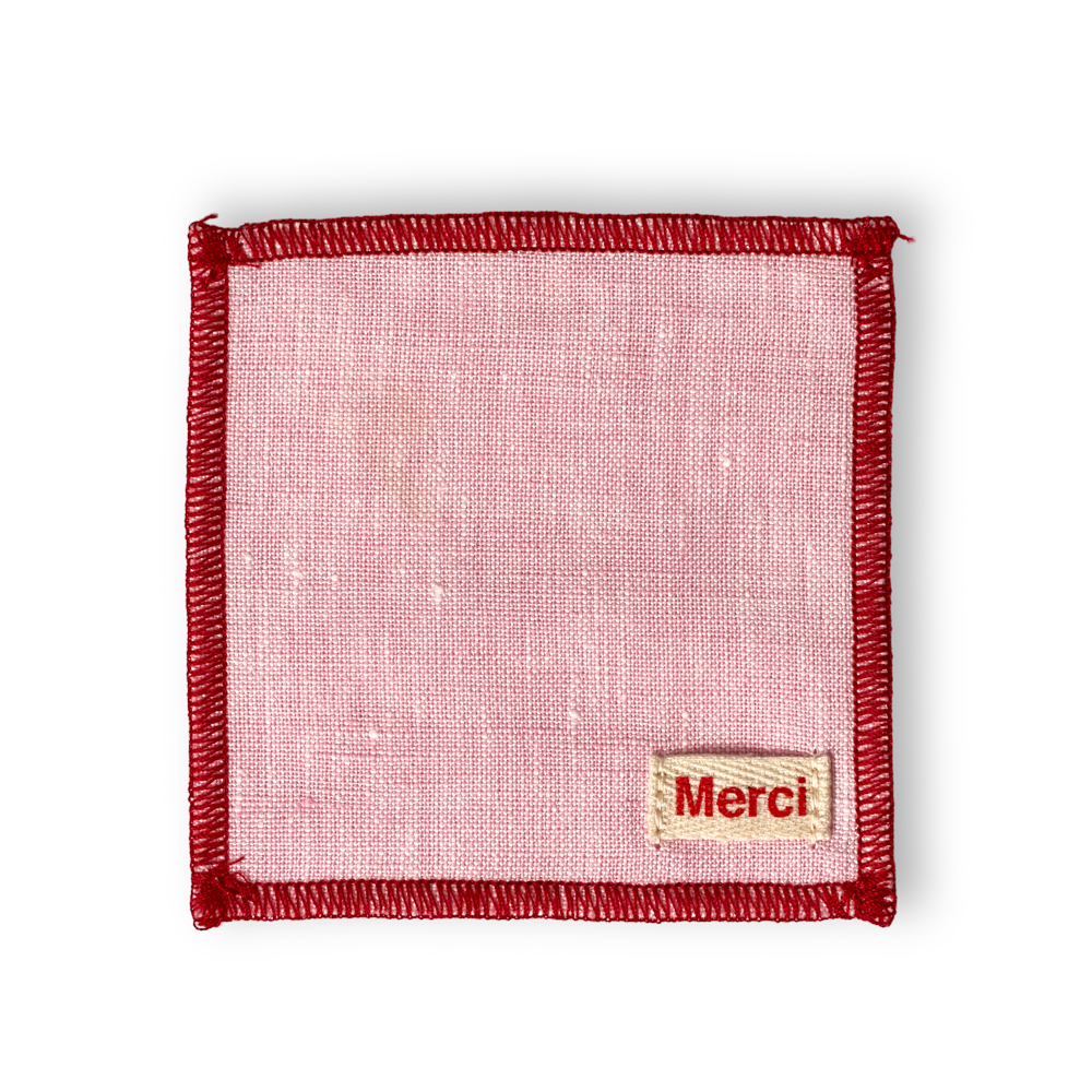 Ensemble de 6 dessous de verre en lin lavé - Rose Granité