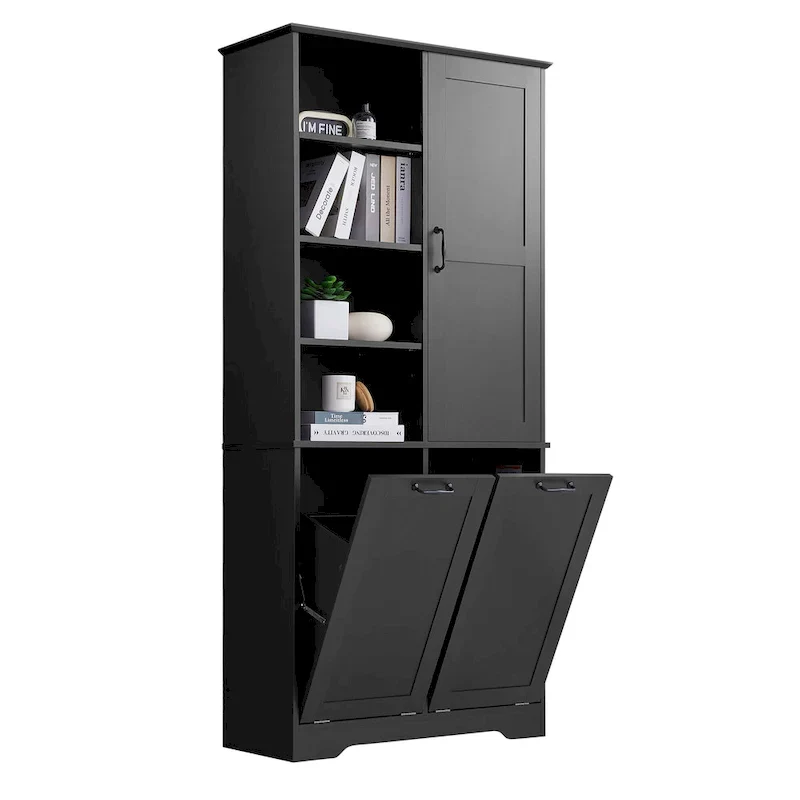 Multi-Functional Bathroom Storage Cabinet with Doors, Drawers, and Tilt-Out Laundry Hamper