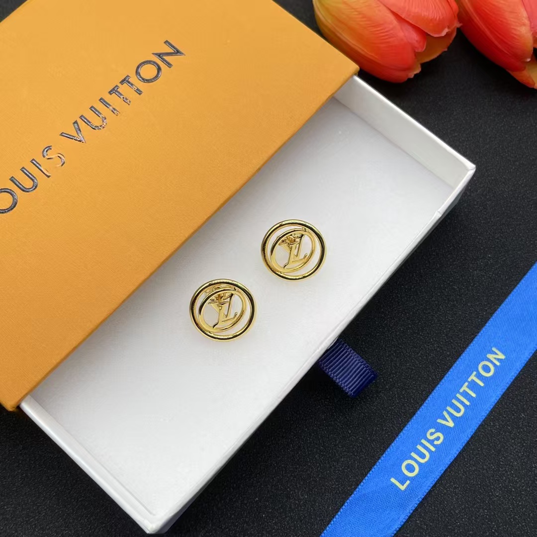 Louis Vuitton Hollow LV Letter Round Earrings - Original Replica Club