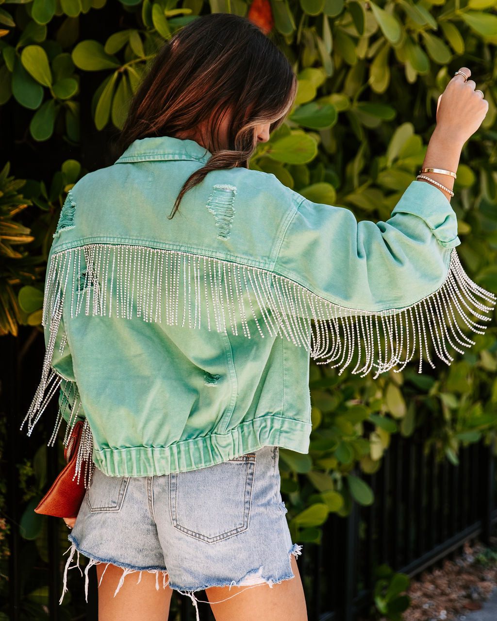 Diamond Rodeo Rhinestone Denim Jacket - Mint Green - FINAL SALE - Se7enfashion
