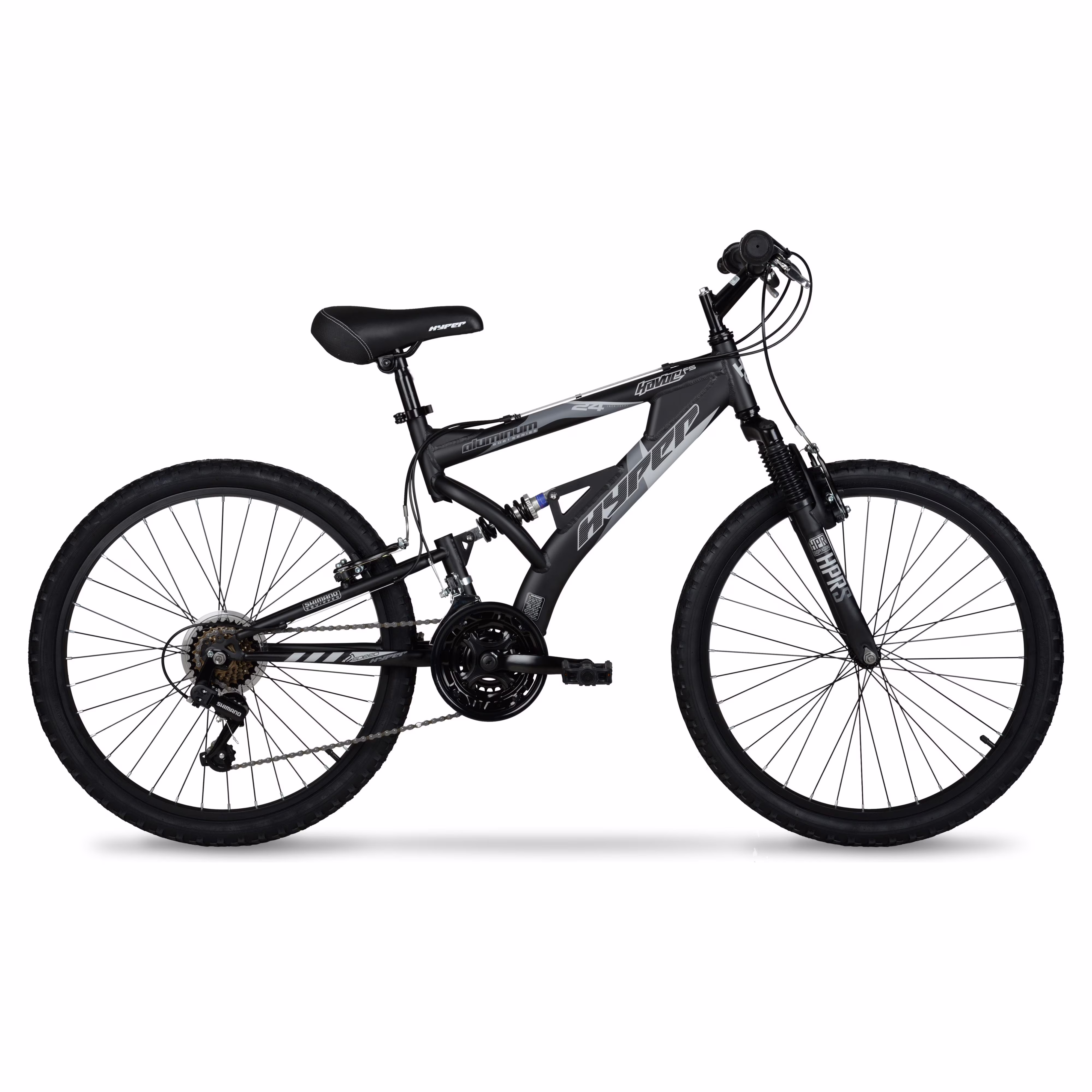24" Hyper Bicycles Havoc Mountain Bike, Youth/Adult, Recommended Ages 10 - 14 Years Old, Black