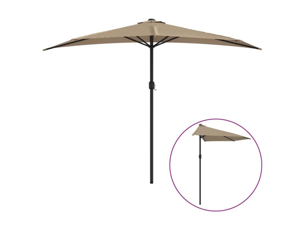 Sombrilla de balcón semicircular palo aluminio taupe 300x155cm