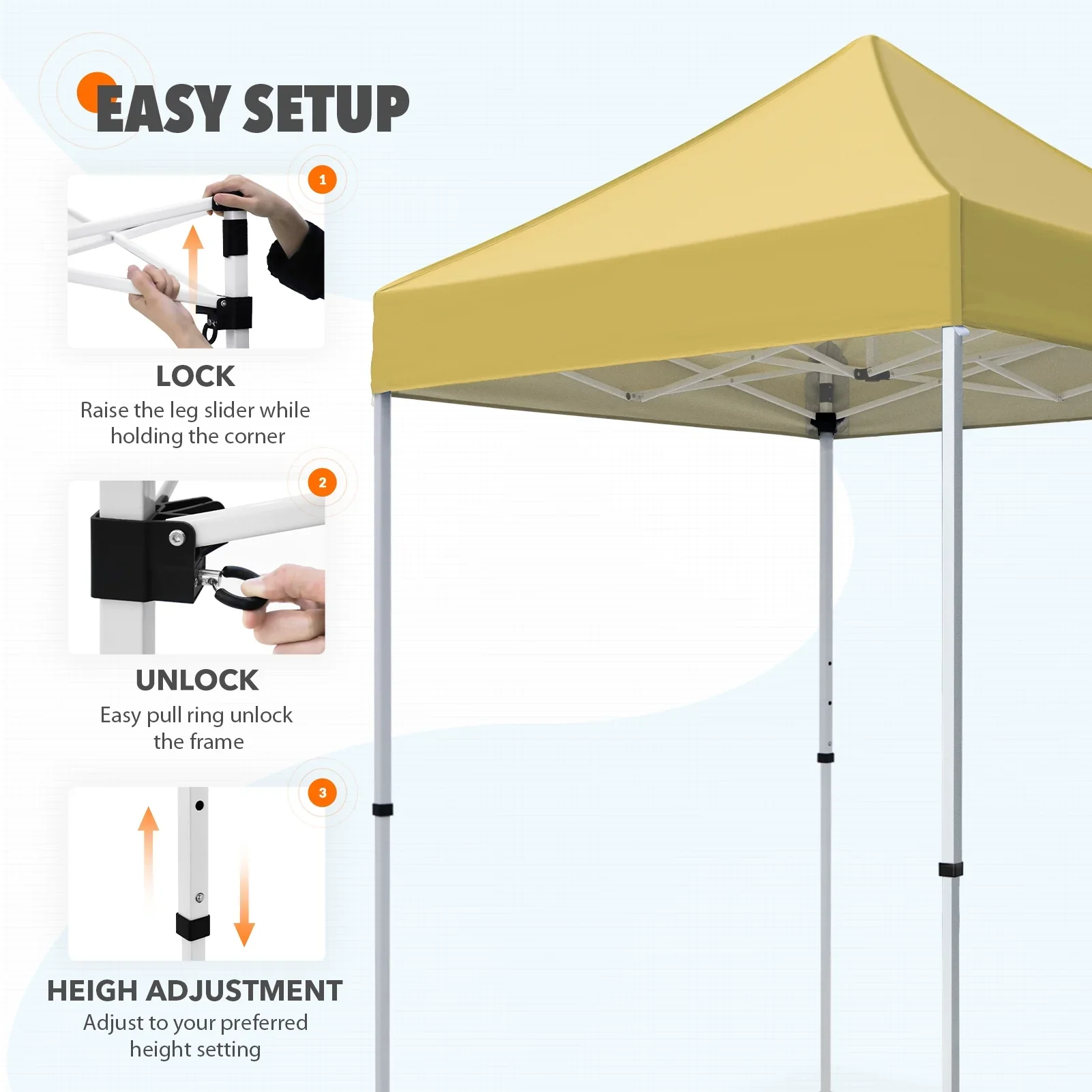 EAGLE PEAK 5x5 Pop up Canopy Tent Instant Outdoor Canopy Easy Set - up Straight Leg Folding Shelter（blue）