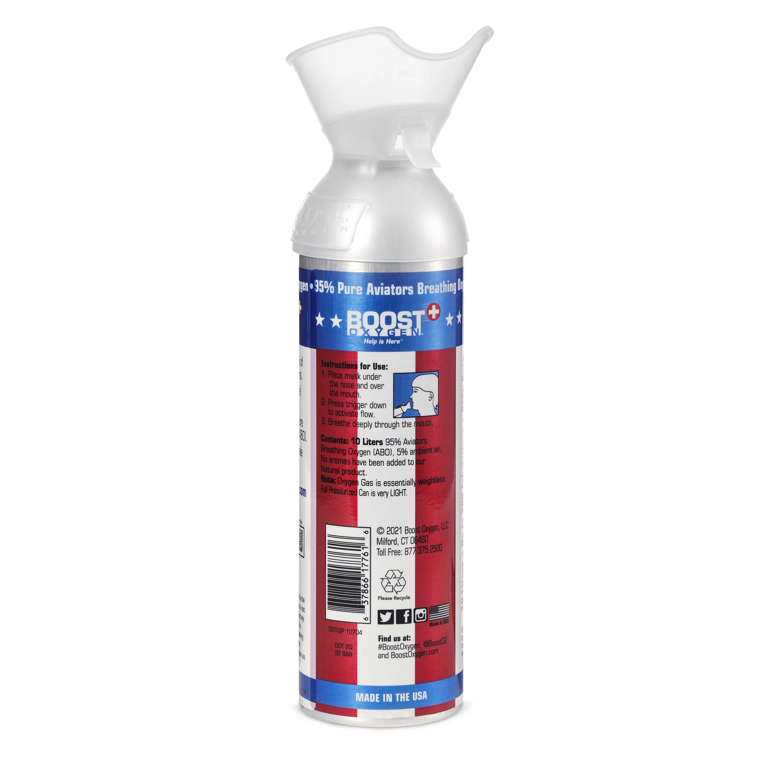 6 Pack 10L Boost Oxygen Stars/Stripes Pure Canned Oxygen Canister, Natural - Image 3