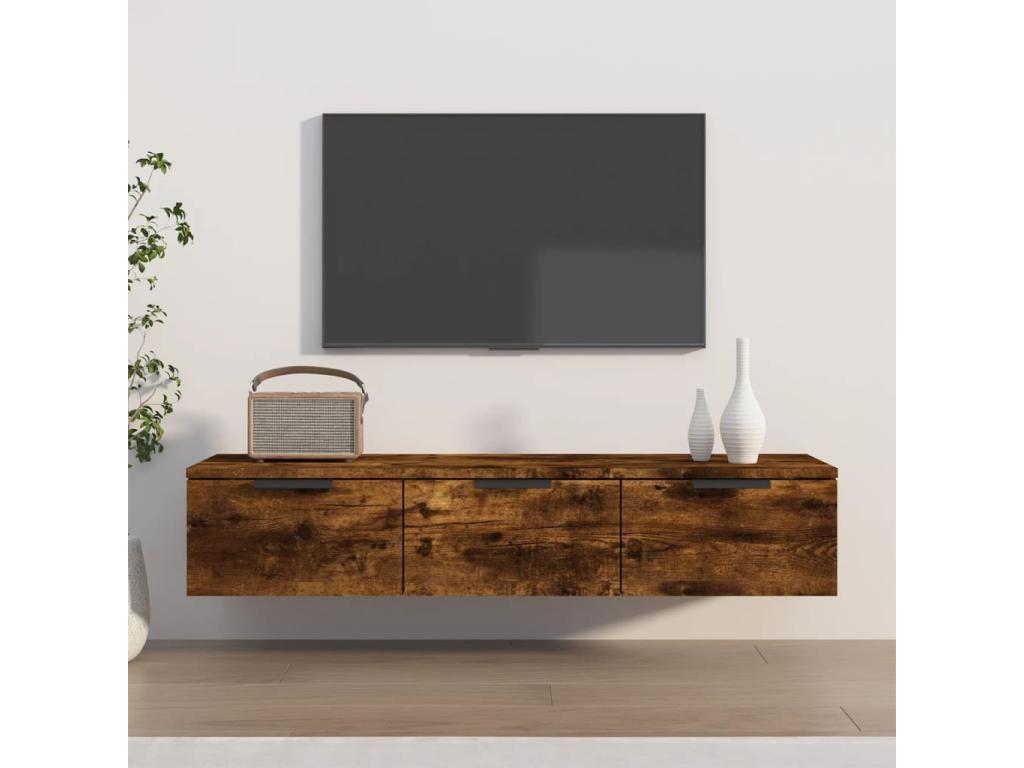 Armario de pared madera ingeniería roble ahumado 102x30x20 cm