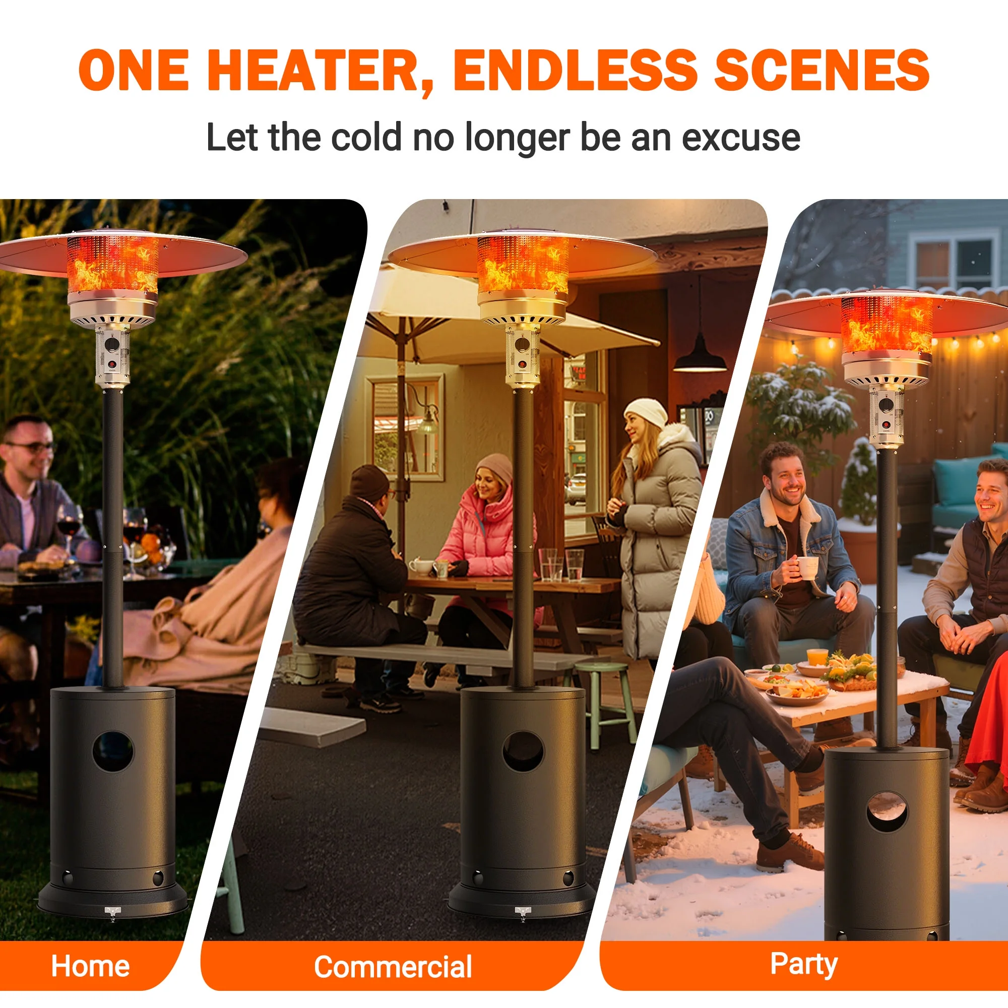 Patio Heater for Outdoor Use, 50,000BTU Propane Heater with Wheels and Adjustable Thermostat, Heavy Duty Stainless Steel Patio Heater, Freestanding Heater for Backyard, Deck, Garden, Silver - Image 18