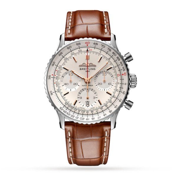Replica Breitling Navitimer Automatic Silver Alligator Watch AB0139211G1P1