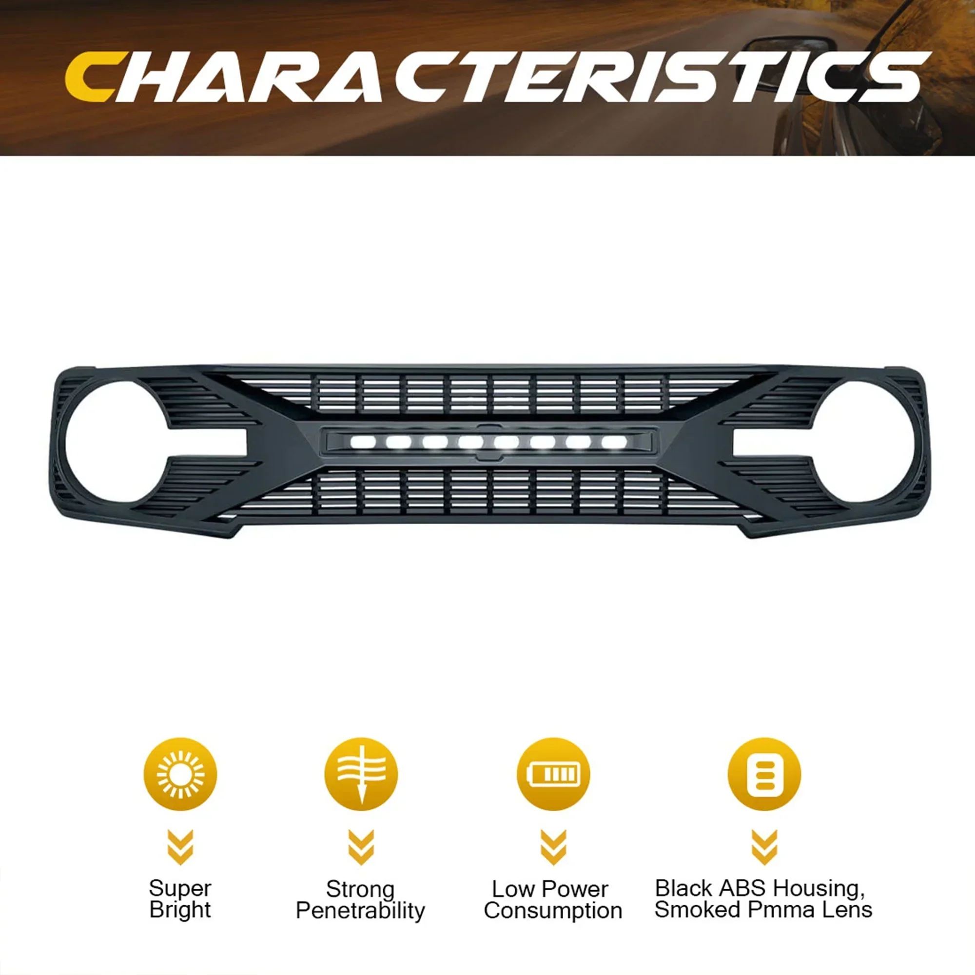 AMERICAN MODIFIED Tomahawk Grille With Lights for 2021-2024 Ford Bronco Without Front Camera - Matte Black - Image 3 AMERICAN MODIFIED Tomahawk Grille With Lights for 2021-2024 Ford Bronco Without Front Camera - Matte Black - Image 3