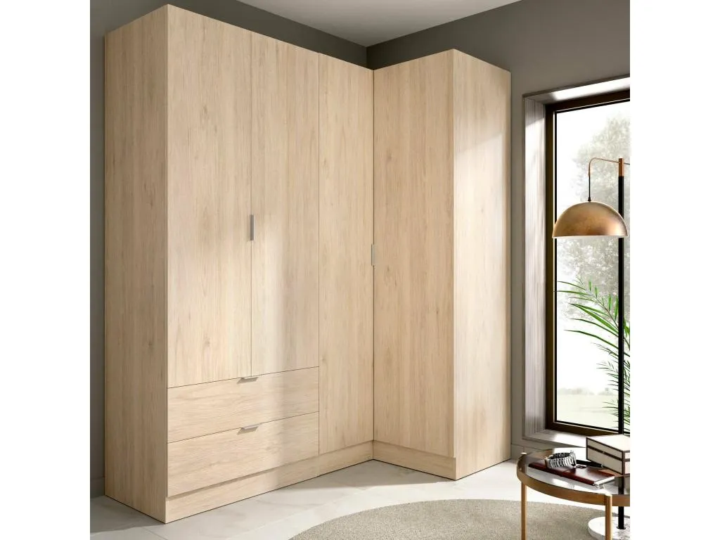 Armario Casabellaes Mueble de esquina para dormitorio Armario de esquina con 4 puertas batientes 174x91h184 cm Casabellaes 01584VDYR