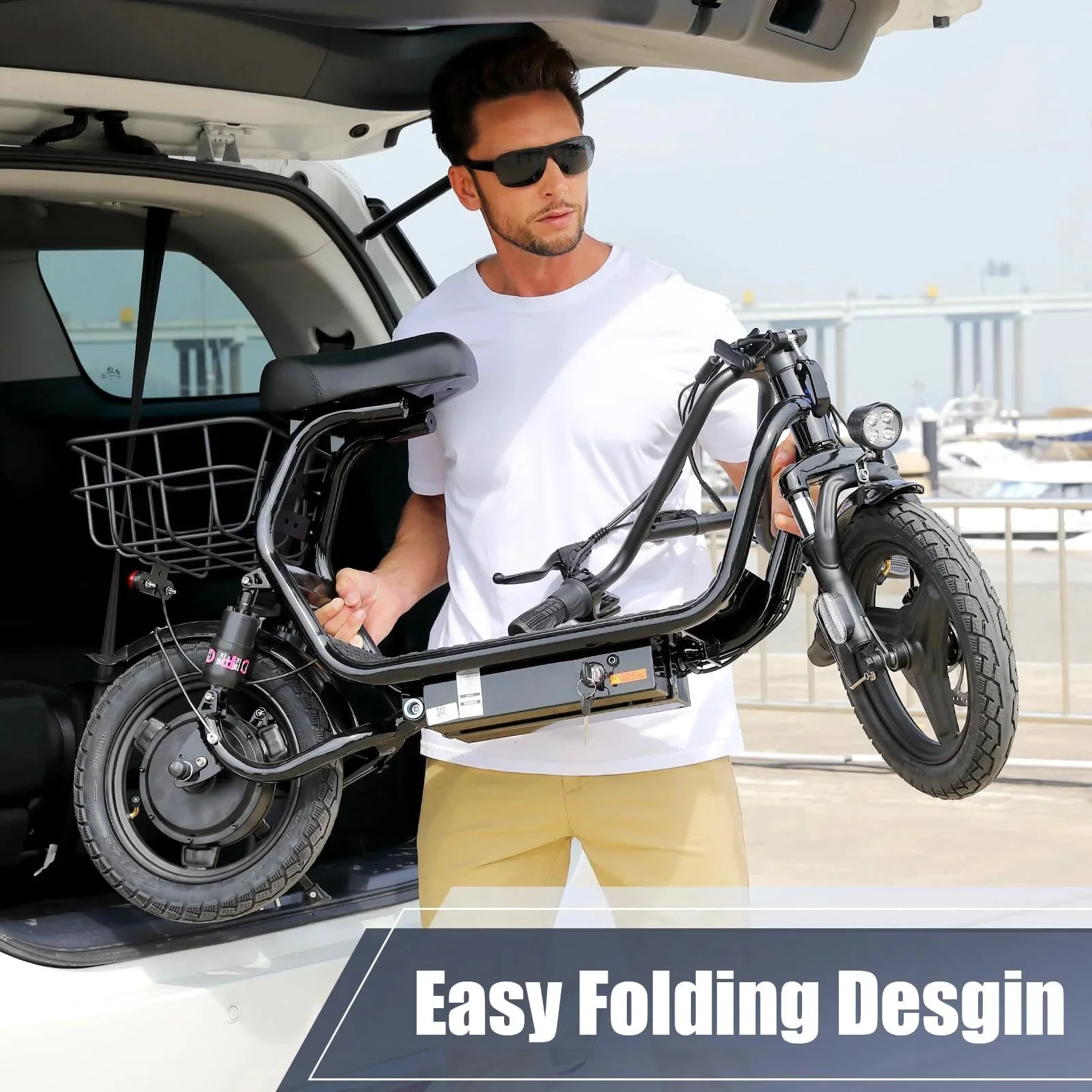 SANOPY Electric Scooter With Seat for Adults, 350W, 15 Miles, 20 Mph, 36V 5.2Ah, 14 inch Tire - Black - Image 16 SANOPY Electric Scooter With Seat for Adults, 350W, 15 Miles, 20 Mph, 36V 5.2Ah, 14 inch Tire - Black - Image 16