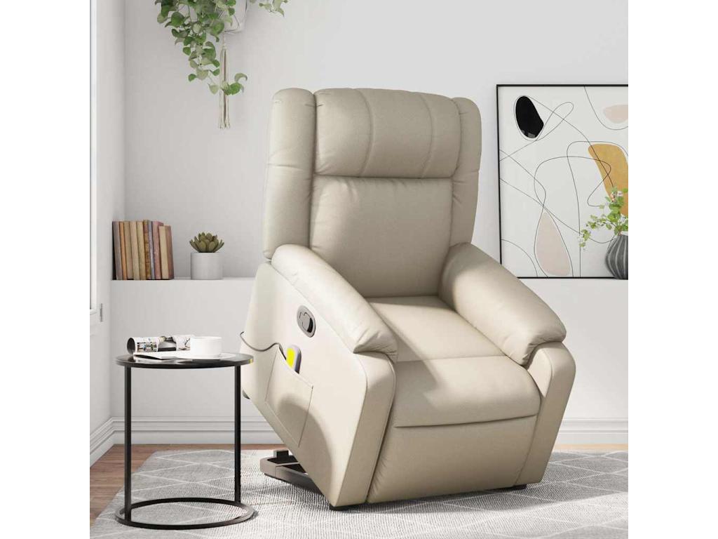 Sillón reclinable de masaje de pie cuero artificial color crema