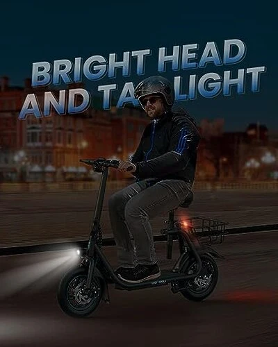 URBANMAX Electric Scooter With Seat, 450W Motor, 22 Miles Range, Black - C1 - Image 2 URBANMAX Electric Scooter With Seat, 450W Motor, 22 Miles Range, Black - C1 - Image 2