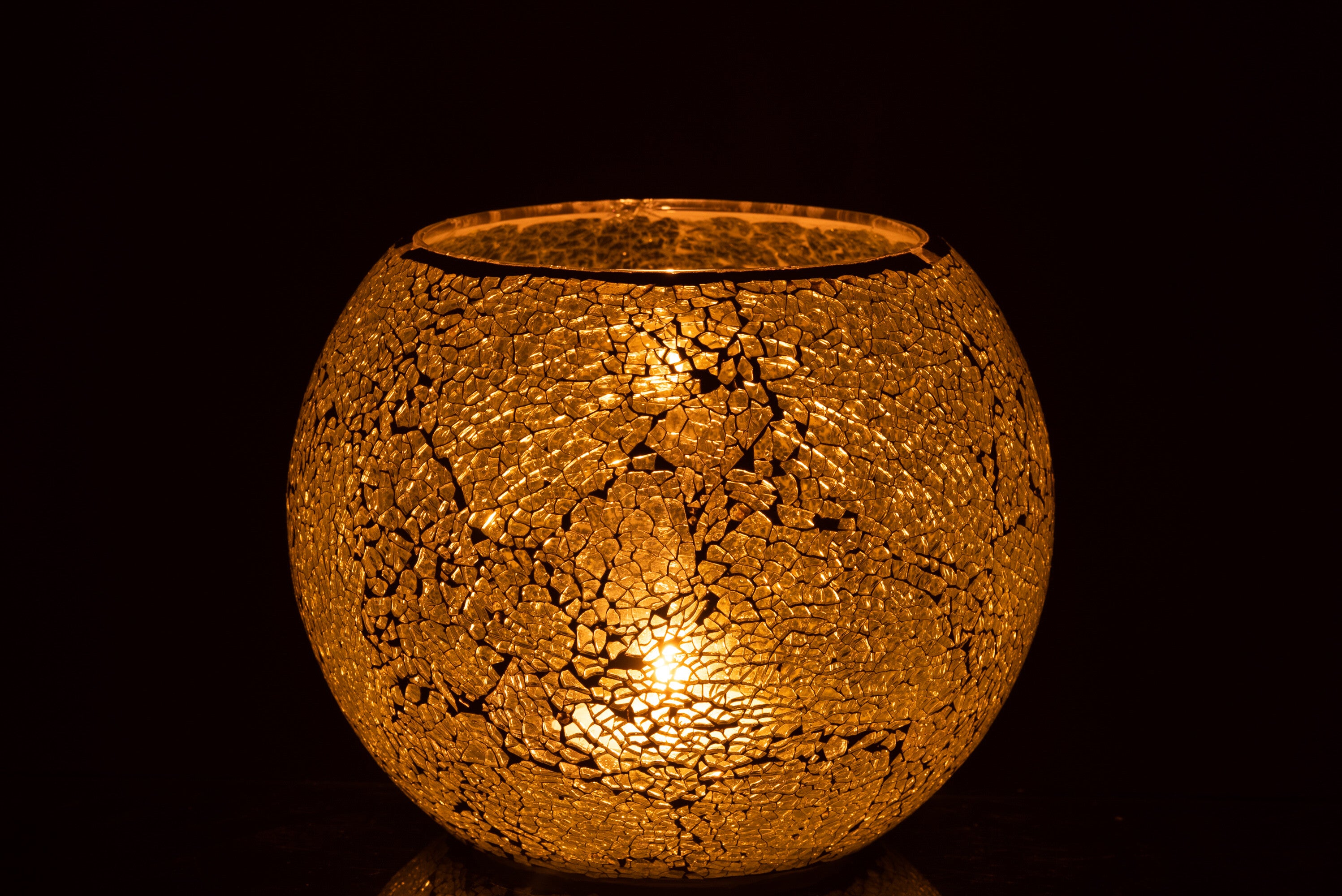 J-Line kaarshouder Mozaiek Rond - glas - geel - large