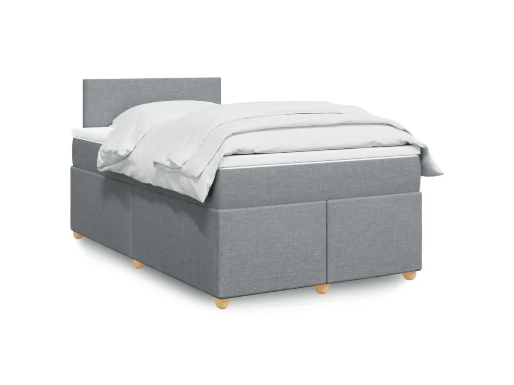 Cama box spring con colchón tela gris claro 120x190 cm jcp3522386