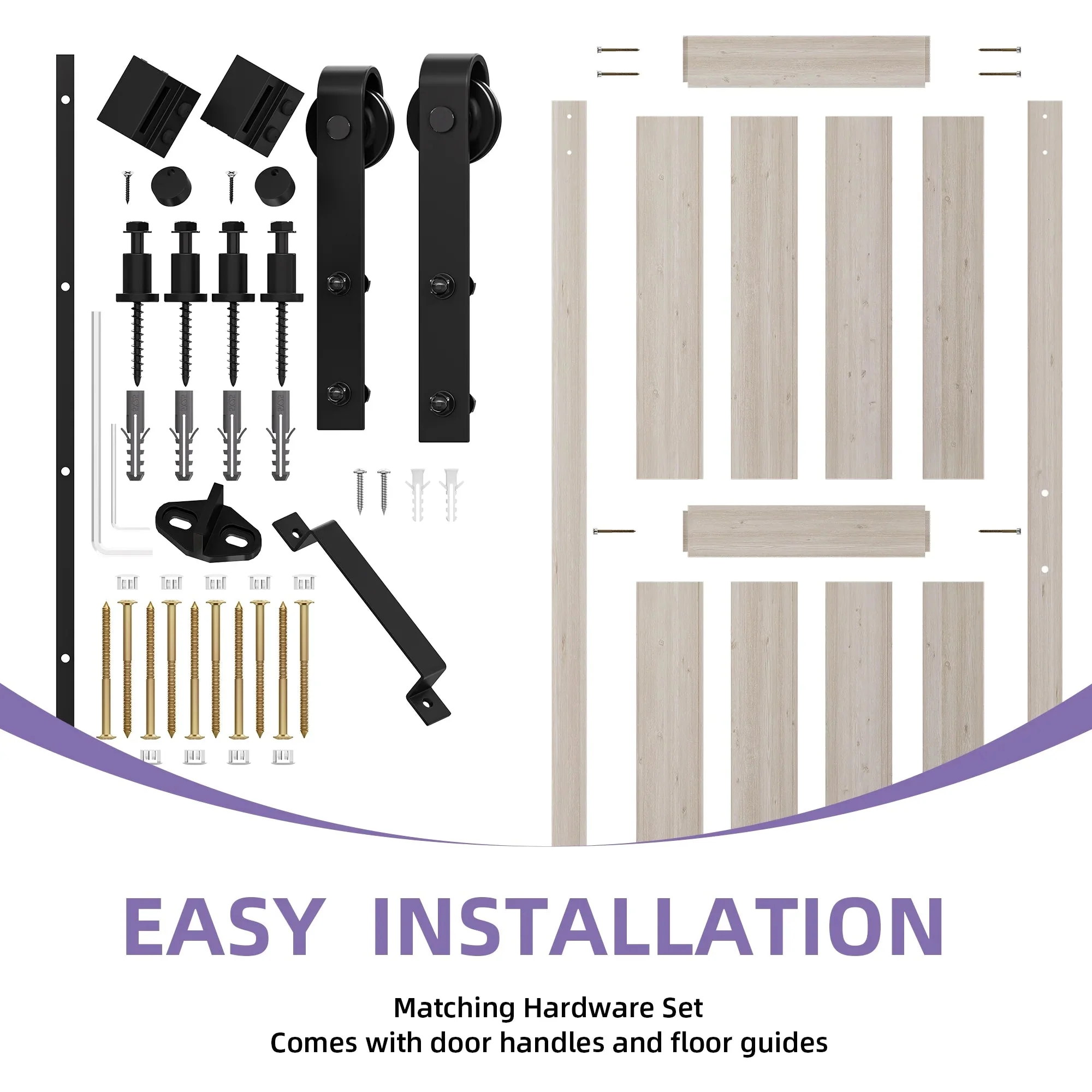 Uforic Sliding Barn Door With Hardware Kit, 48 x 84 in, Gray - Image 13 Uforic Sliding Barn Door With Hardware Kit, 48 x 84 in, Gray - Image 13