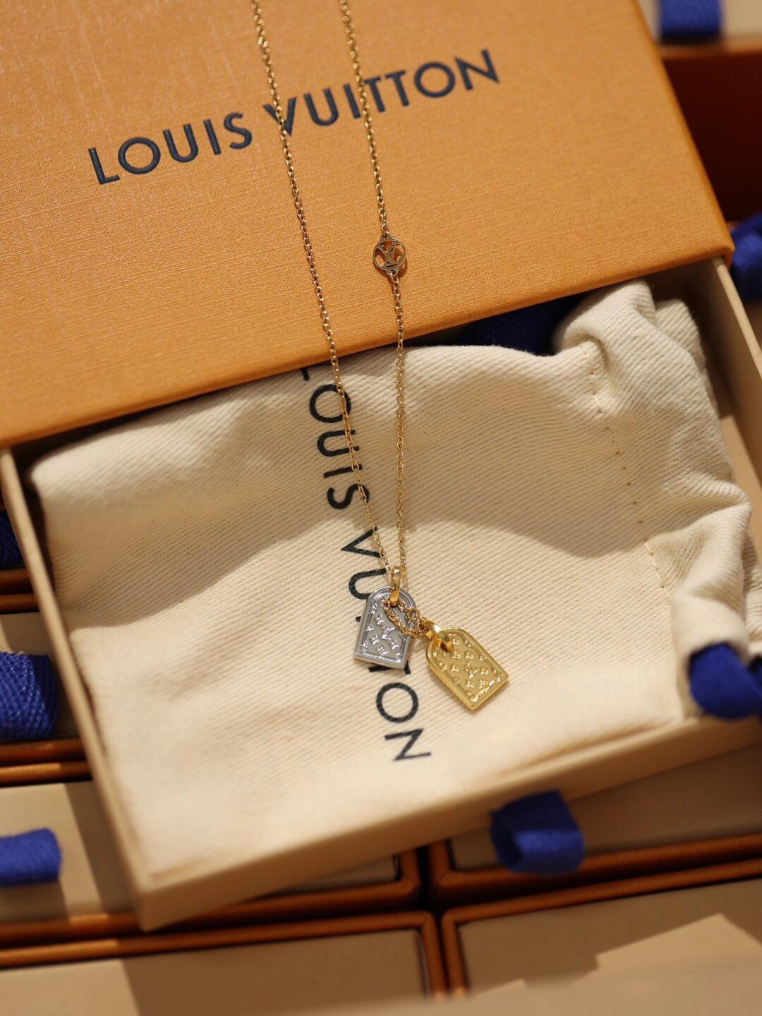 Louis Vuitton Gold and Silver Tags Pendant Necklace - Original Replica Club