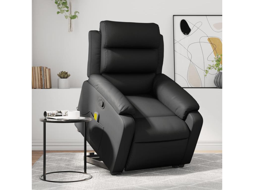 Sillón reclinable de masaje de pie cuero artificial negro