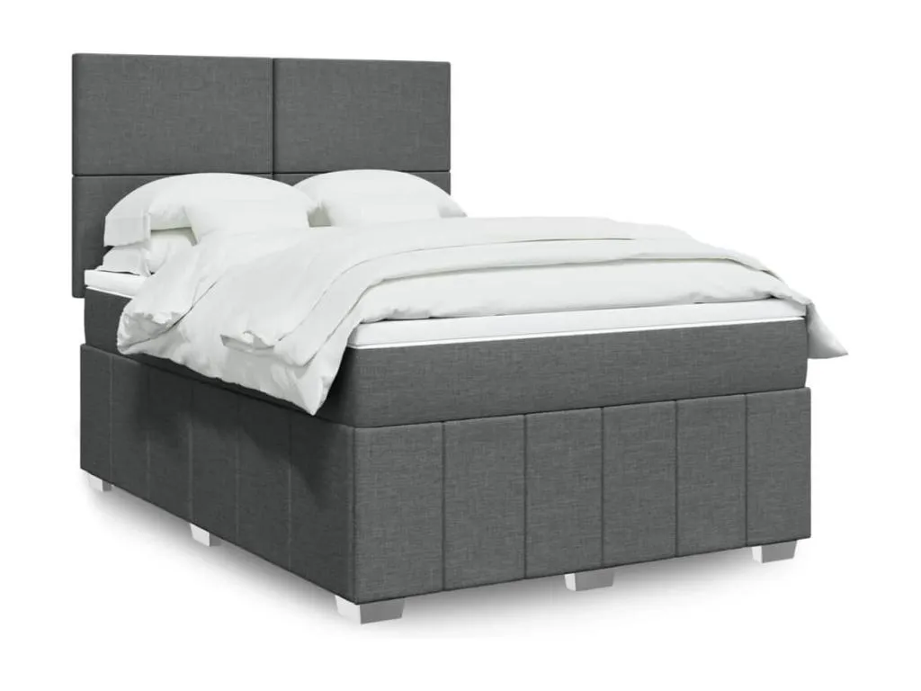 Cama box spring con colchón tela gris oscuro 160x200 cm rve3522623