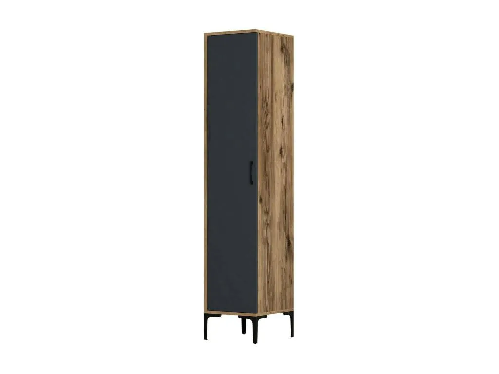 Armario multiusos 1 puerta Prietocasa Muebles multifuncionales Zapatero Armario para zapatos 40x201h48 cm Nogal y Antracita