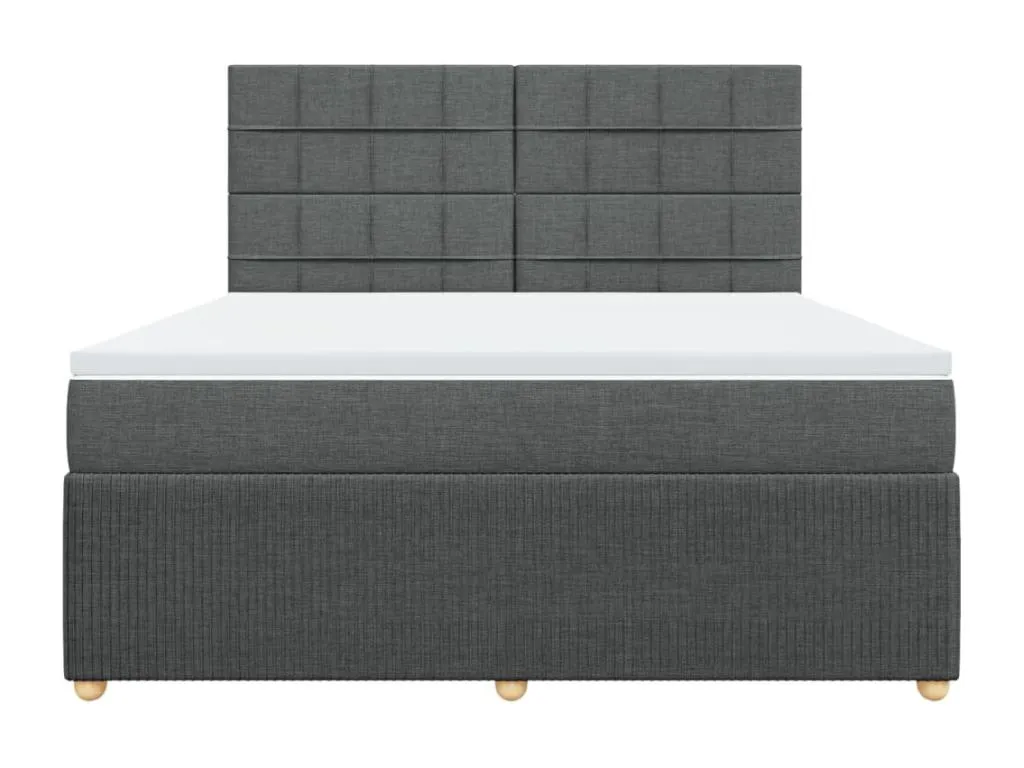 Cama box spring con colchón tela gris oscuro 180x200 cm qta3521461