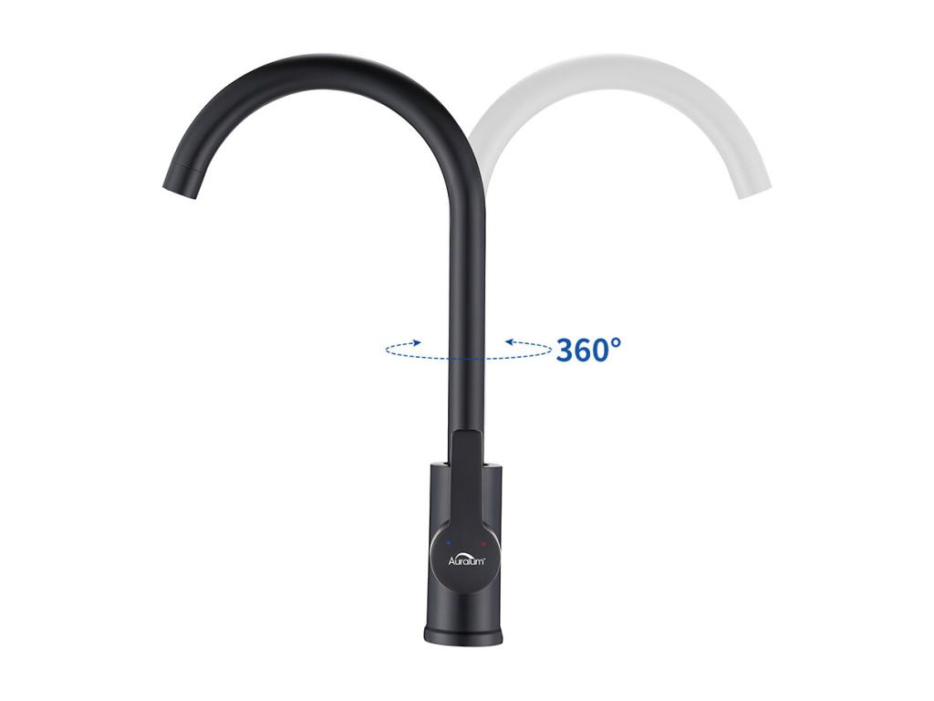 Mestigador de Cocina Giratorio de 360° Elegante Grifo Fregadero Cefo Alto con Barbotero Desmontable para Cocina,de Agua Caliente y Fría,Negro