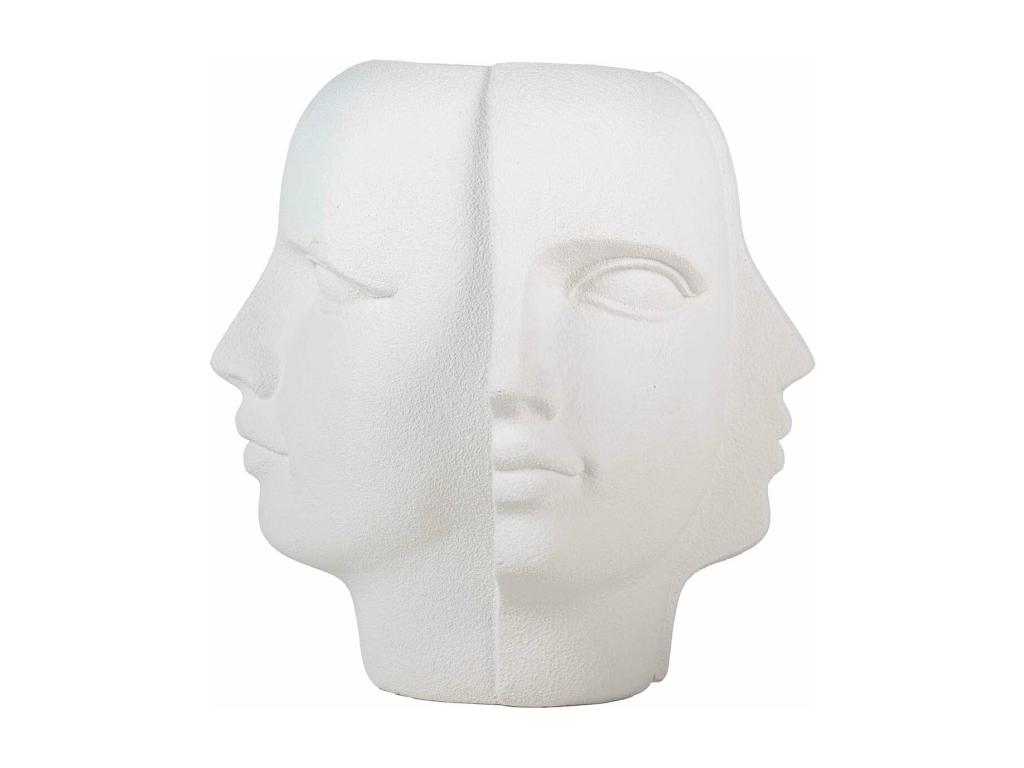 Macetero Caras Poliresina Blanco 68x68x69 Cm