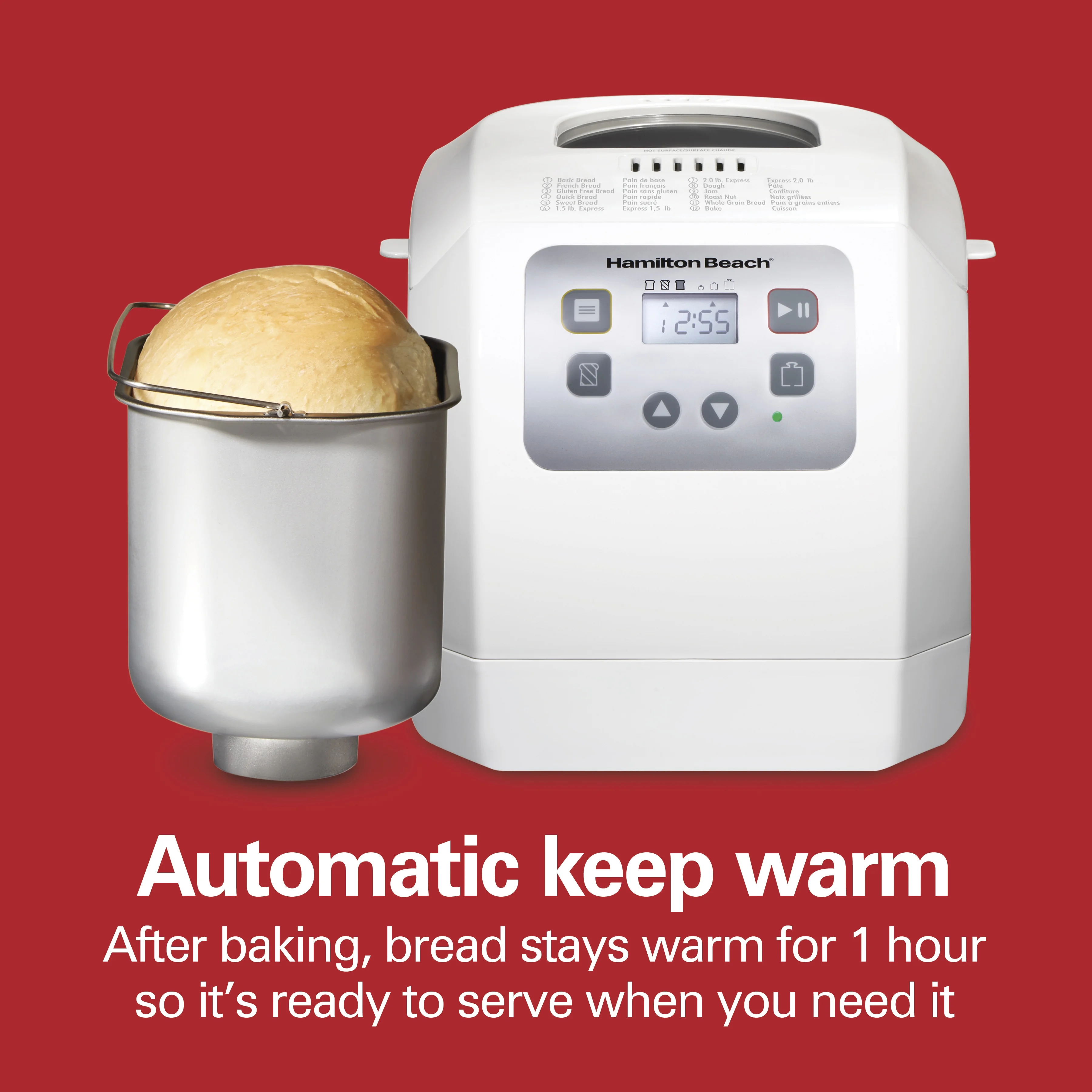 Hamilton Beach 2 lb Bread Maker Machine with 12 Settings Plus Gluten Free, White - Image 4