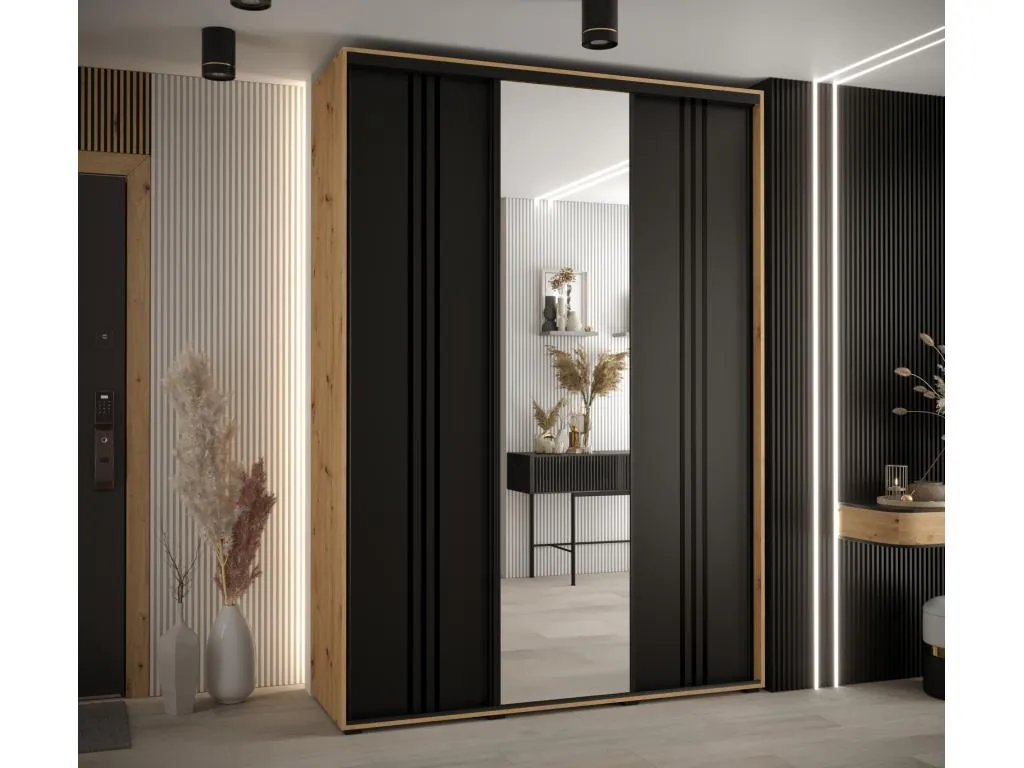 ARMARIO Hogarsens 7 DE PUERTAS CORREDERAS 235.2/170/60 3 puertas (Artisan/Negro/Negro)